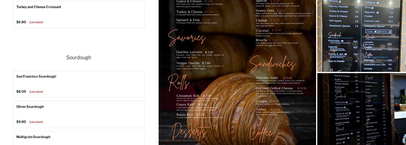 Lady Baker Menu