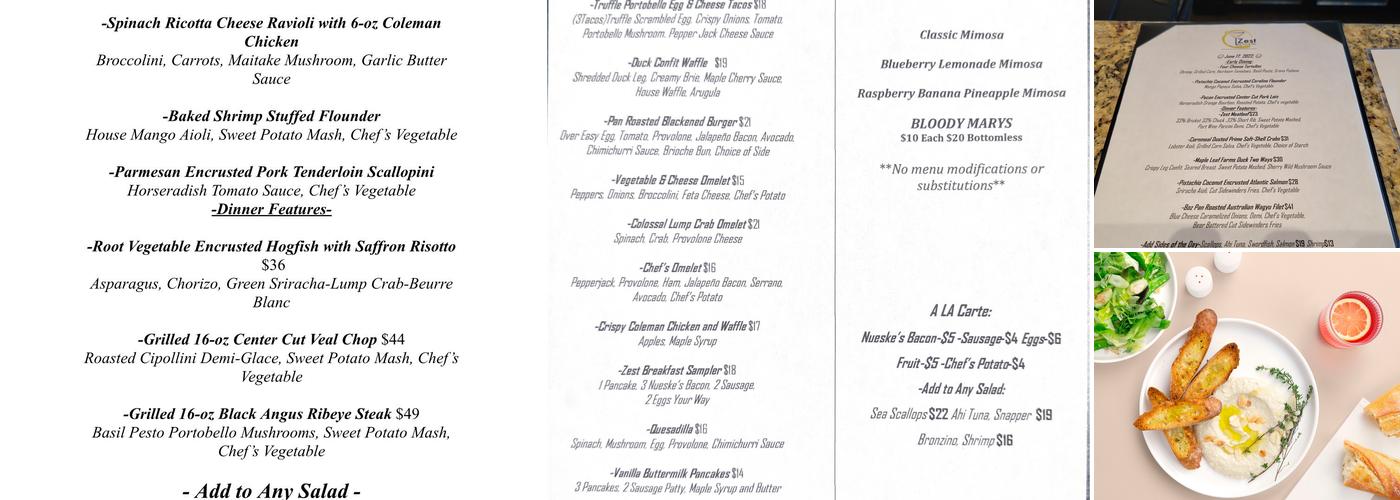Zest Kitchen and Bar Menu