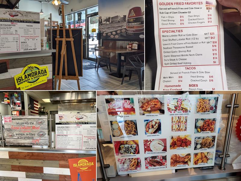 DJs Clam Shack Indian Shores Menu