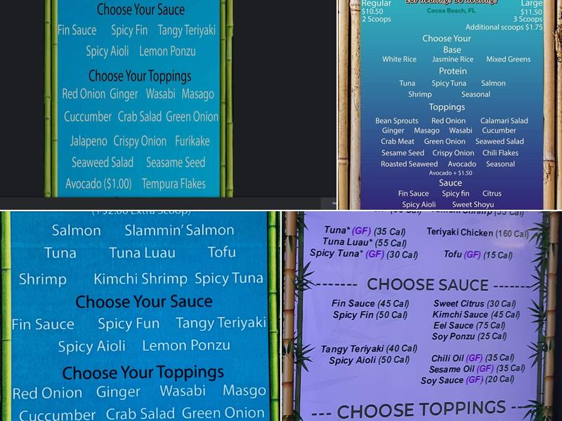Poke Fin Cocoa Beach Menu