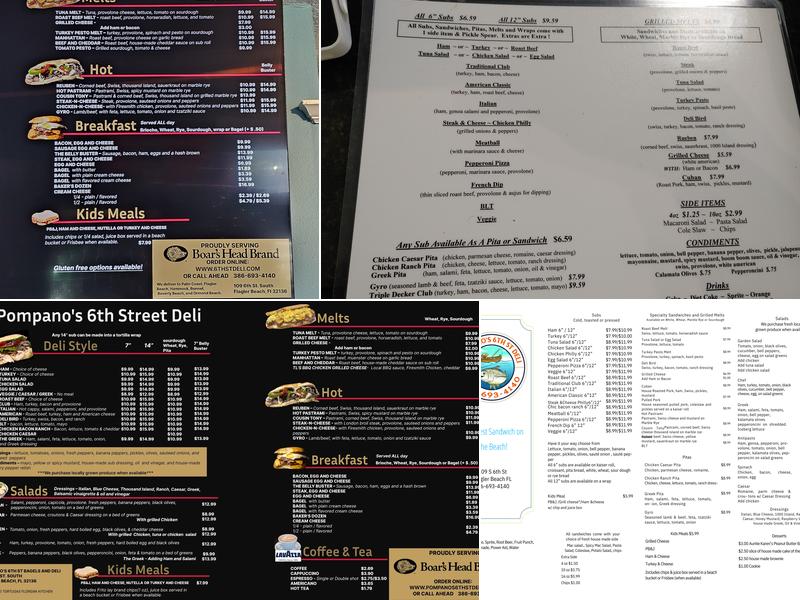 Pompano's 6th Street Bagels & Deli Menu
