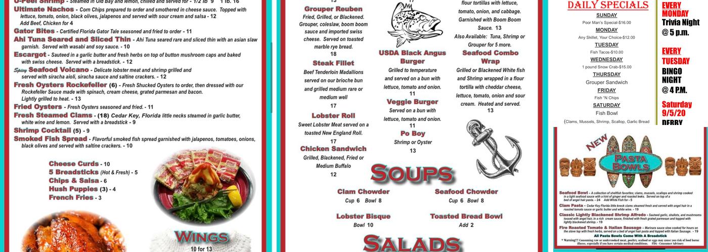 Fish Tales Restaurant and Bar Menu