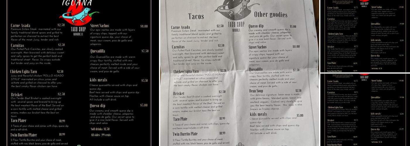 La Iguana Taco Shop Menu