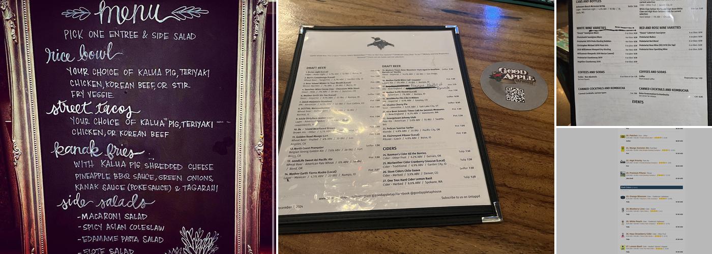Good Apple Taphouse Menu