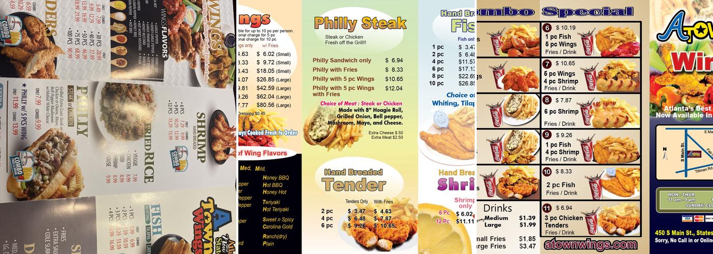 A Town Wings Menu
