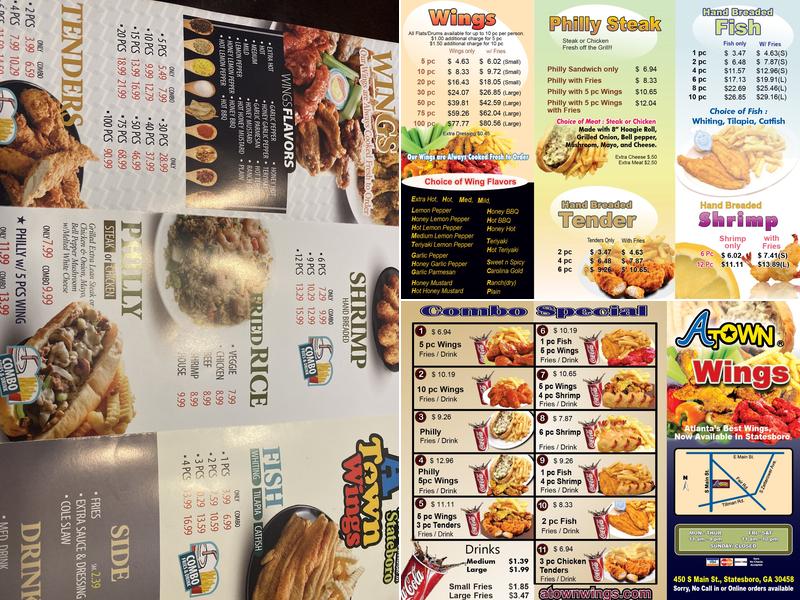 A Town Wings Menu