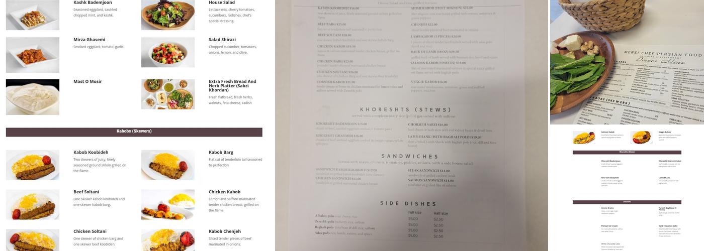 MERSI CHEF PERSIAN FOOD Menu