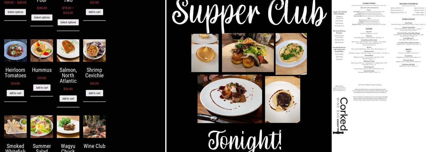 Corked Restaurant and Wine Bar Menu