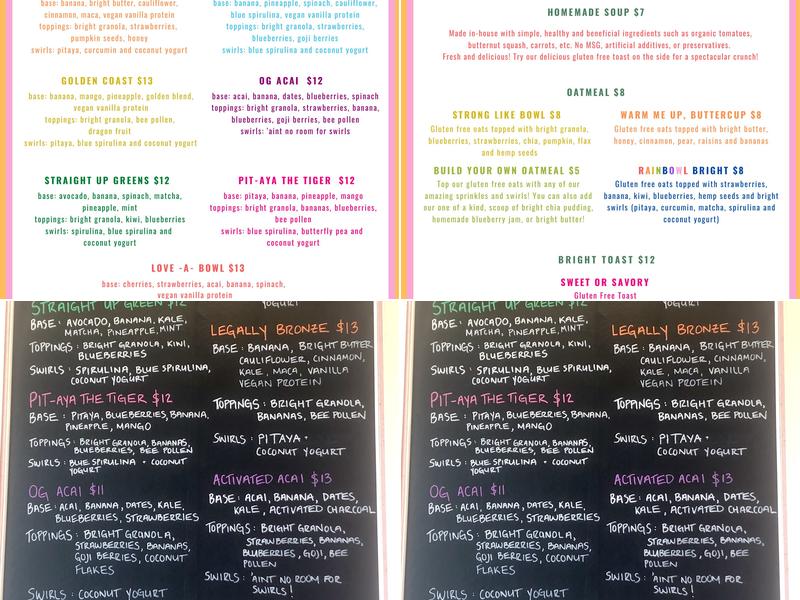 Bright Bowls Menu