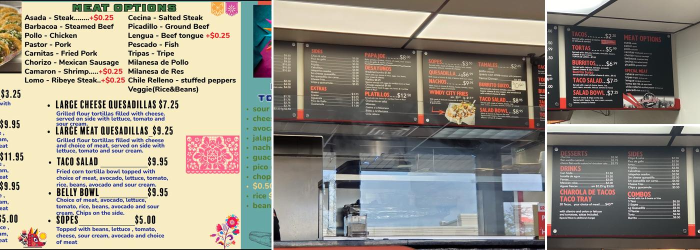 Chicago style taco shop Menu