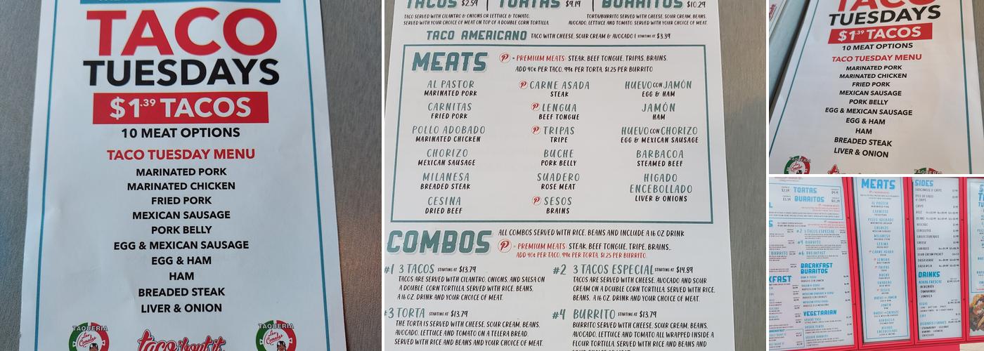 Taco 'bout it Menu
