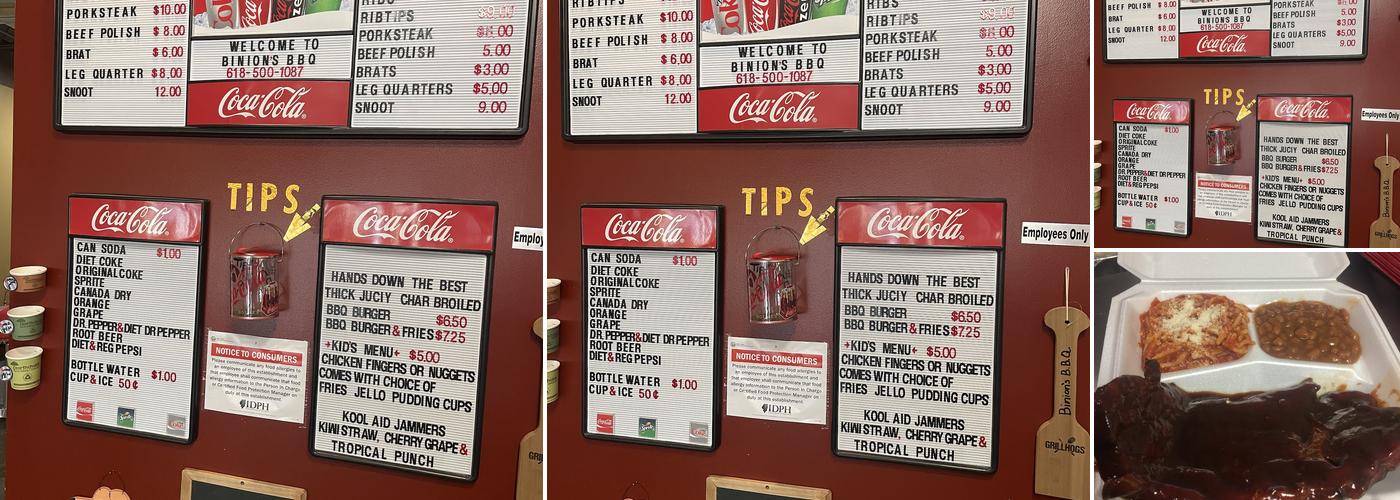 Binion's BBQ Menu