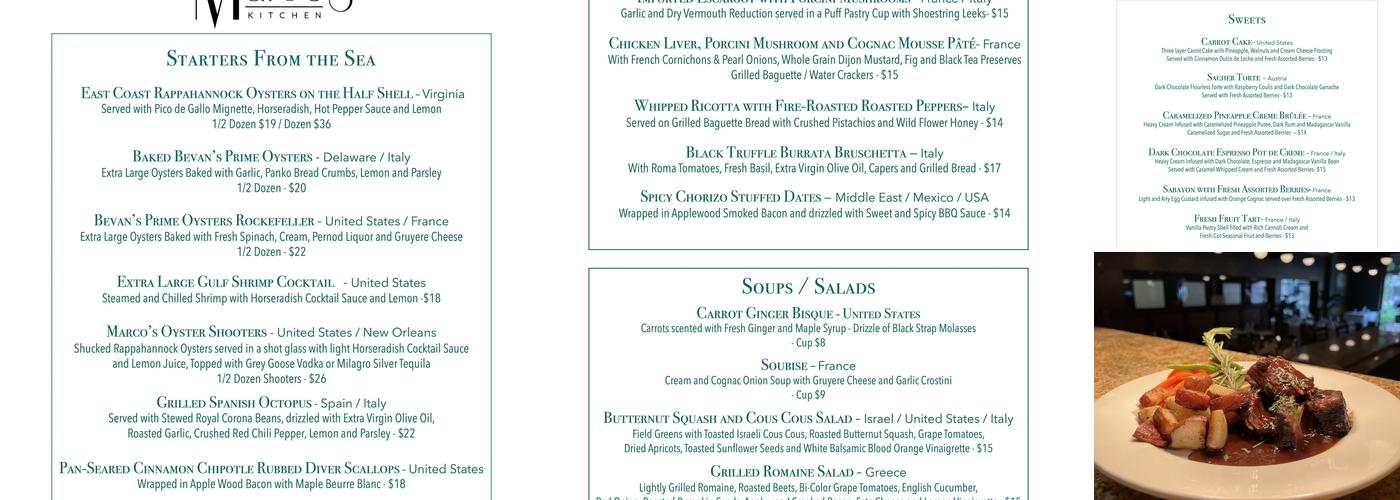 Marco's Kitchen Menu
