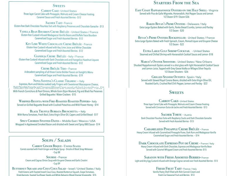 Marco's Kitchen Menu