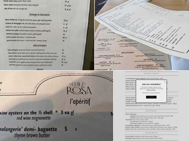 Chez Rosa Menu