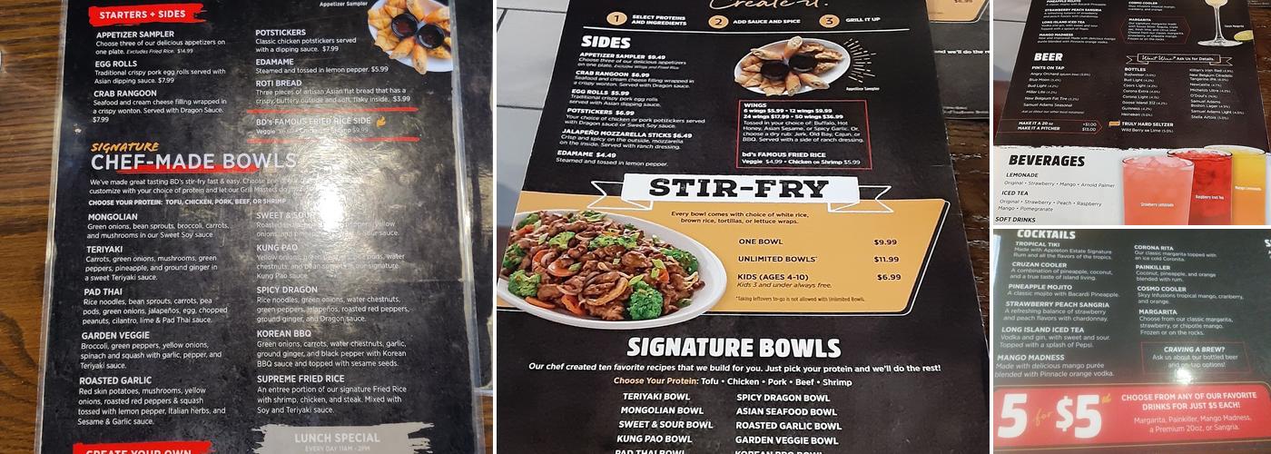 bd's Mongolian Grill Menu