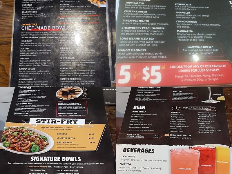 bd's Mongolian Grill Menu