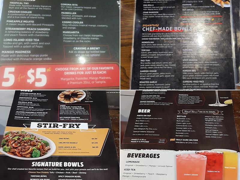 bd's Mongolian Grill Menu