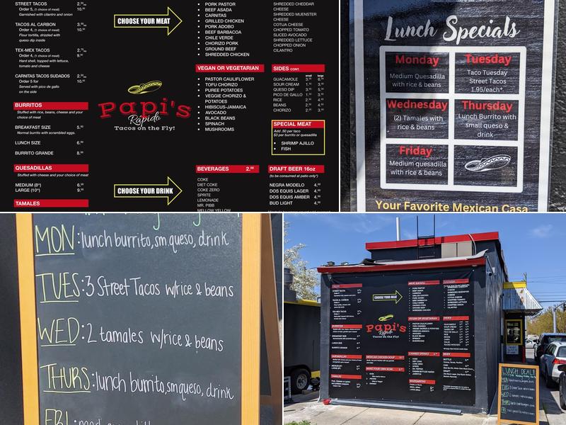Papi's Rapido Menu