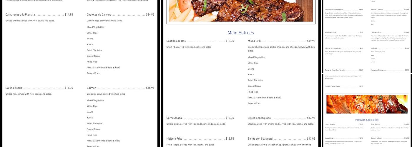 Lorena's Restaurant Menu