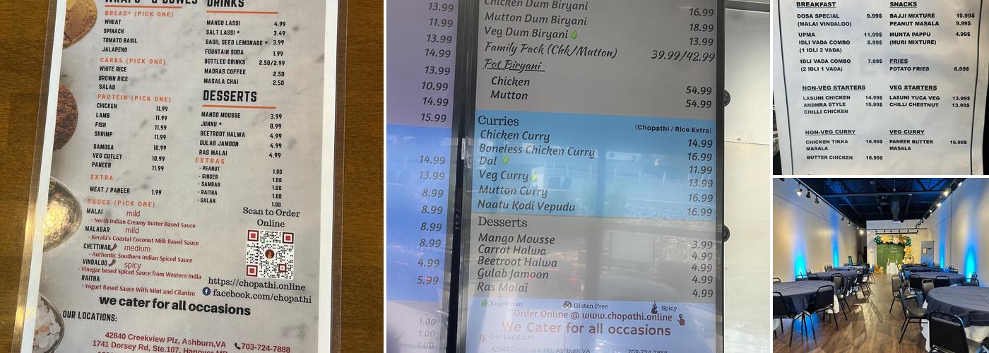 Chopathi India Kitchen Menu