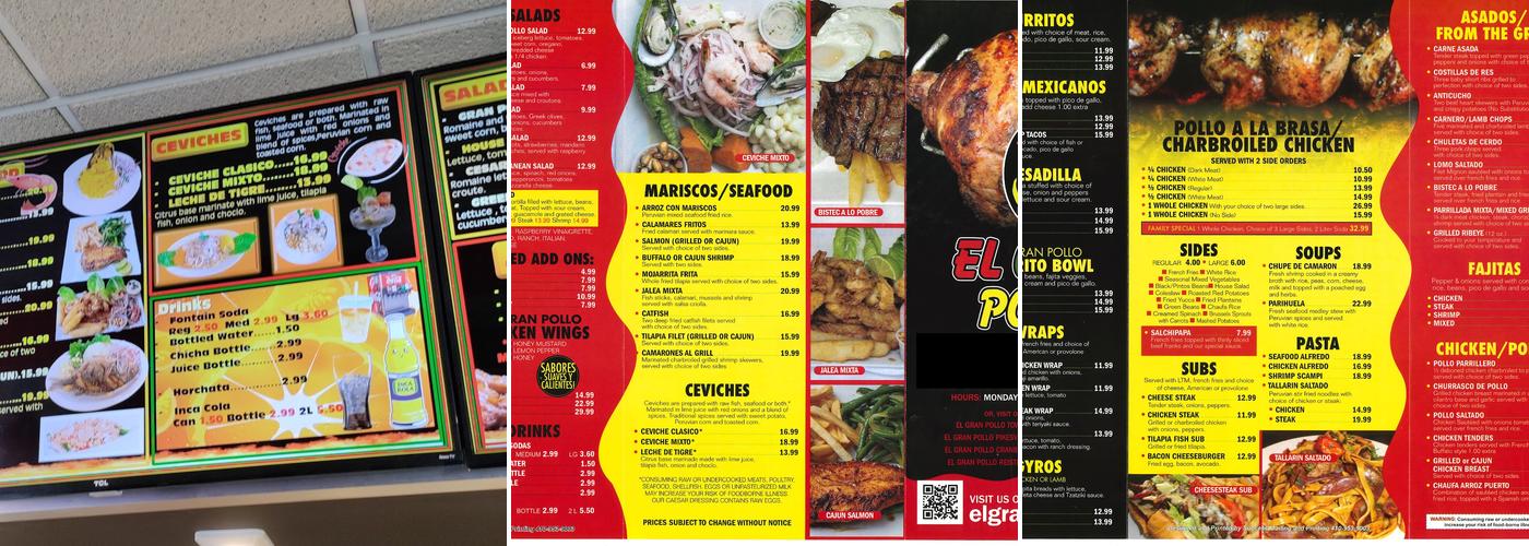 El Gran Pollo Menu