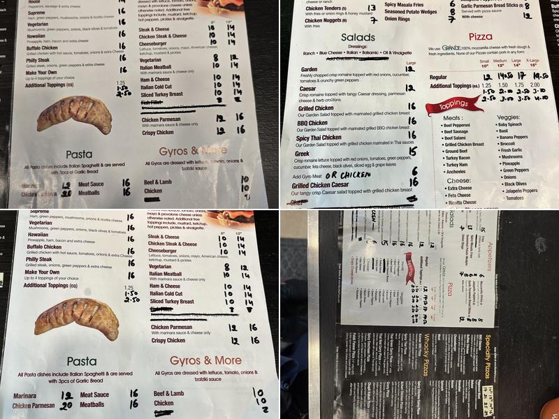 M & N's Pizza Menu