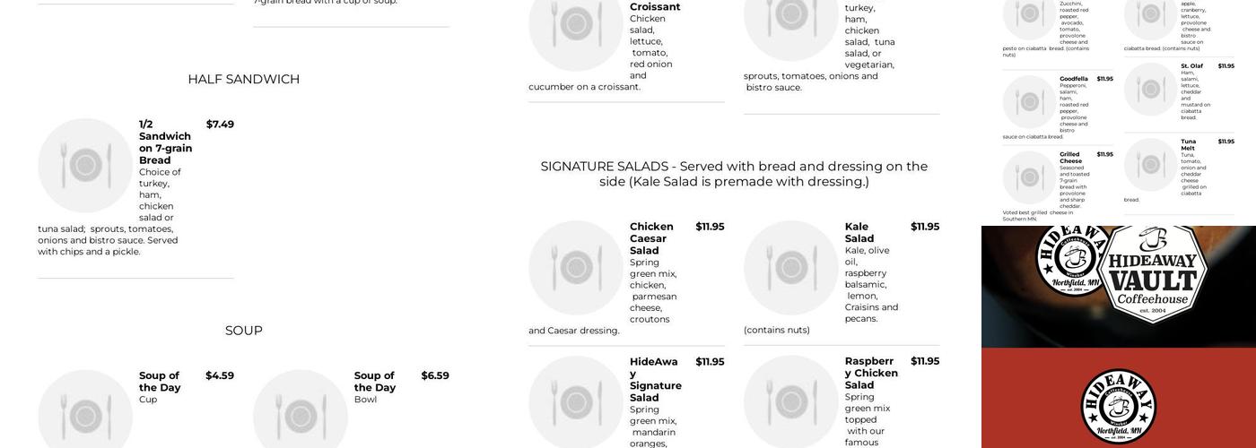 The HideAway Vault Menu