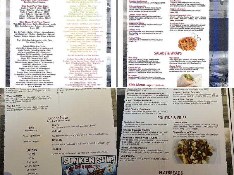SUNKEN SHIP BAR & GRILL Menu