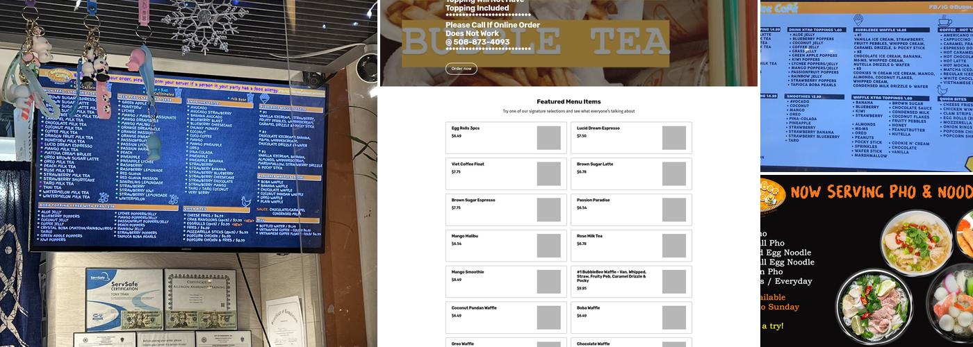BubbleBee Cafe Menu