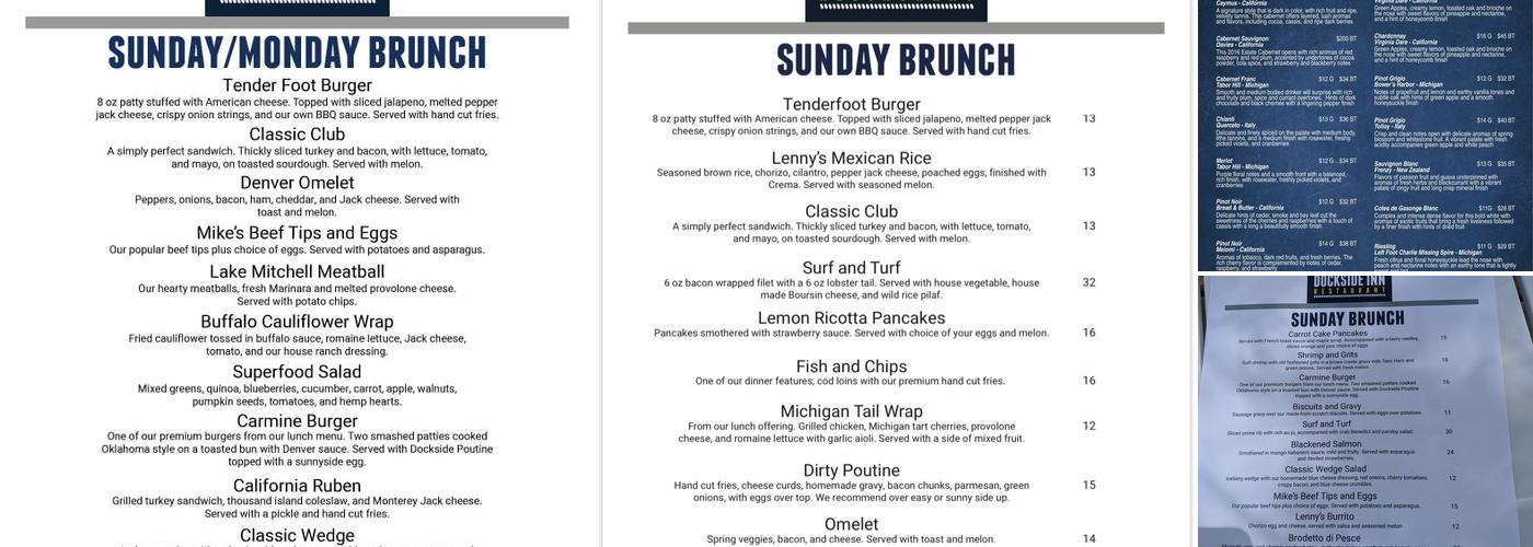 Dockside Inn Restaurant Menu
