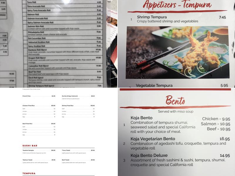 Koja Sushi Menu