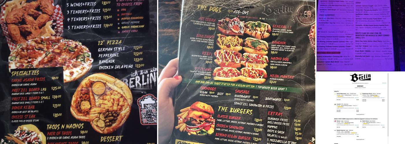 Berlin Bar Menu