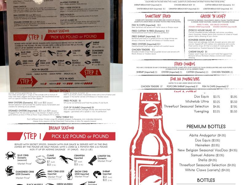 Breaux Bridge Meridian Menu