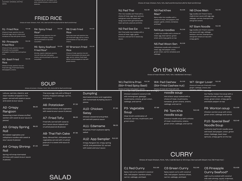 Tai kitchen Menu