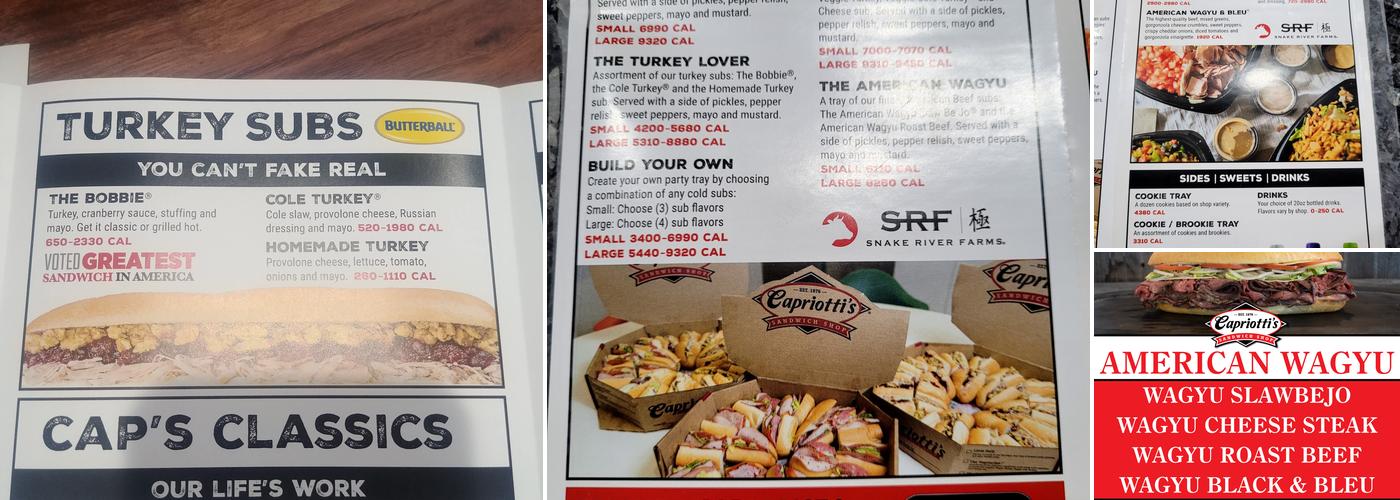 Capriotti's Sandwich Shop Menu