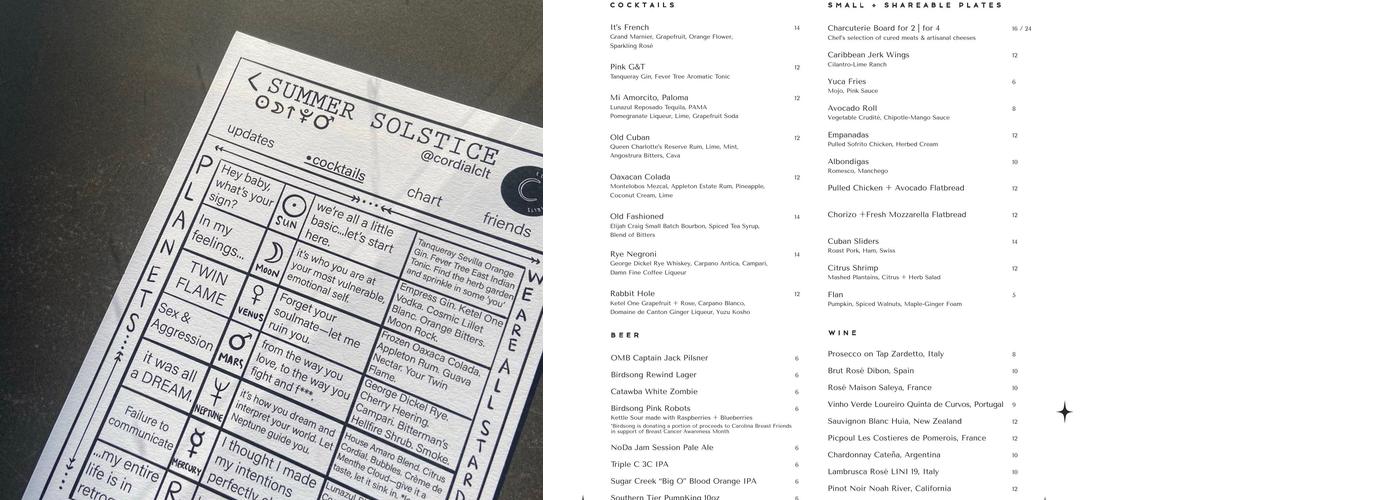 Cordial Menu