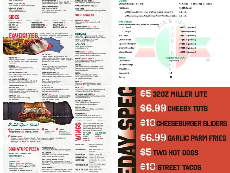 Panini's Bar & Grill Menu