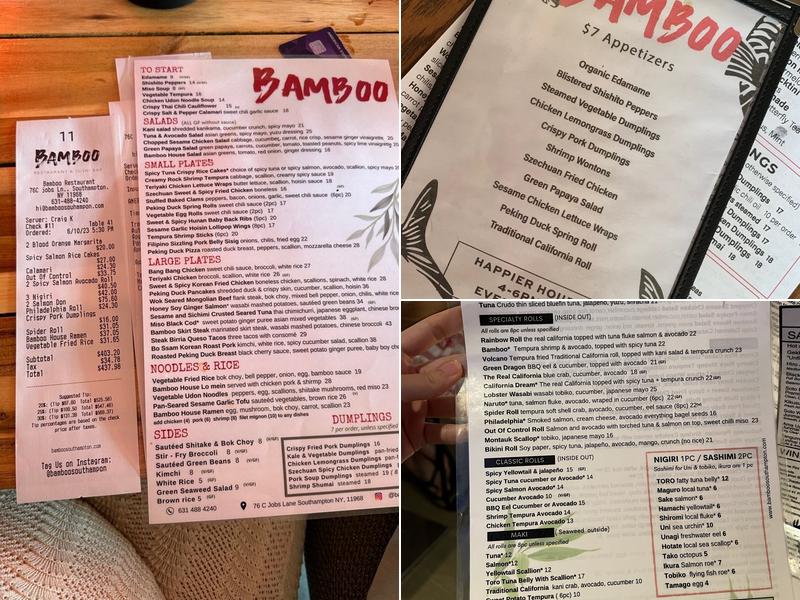 Bamboo Southampton Menu