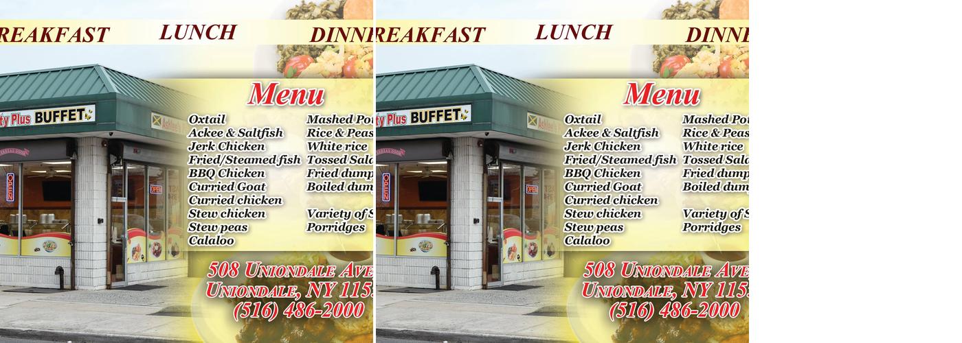 Ashlee's Buffet Menu