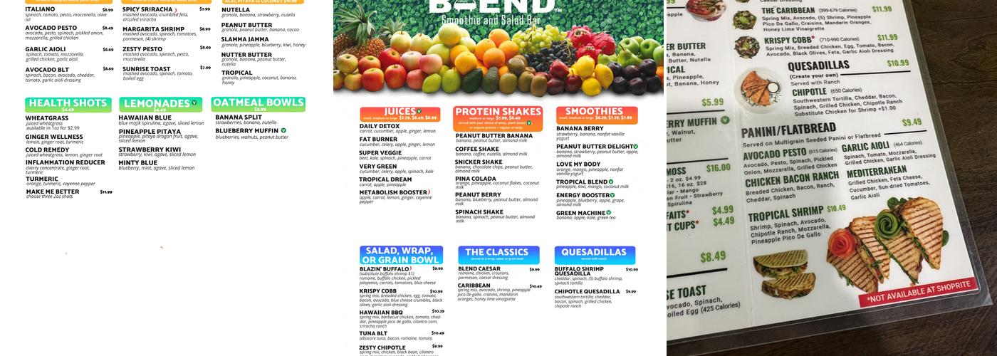 Blend Smoothie and Salad Bar - Monroe Menu