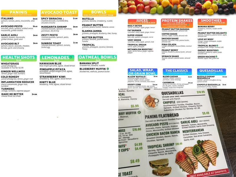 Blend Smoothie and Salad Bar - Monroe Menu