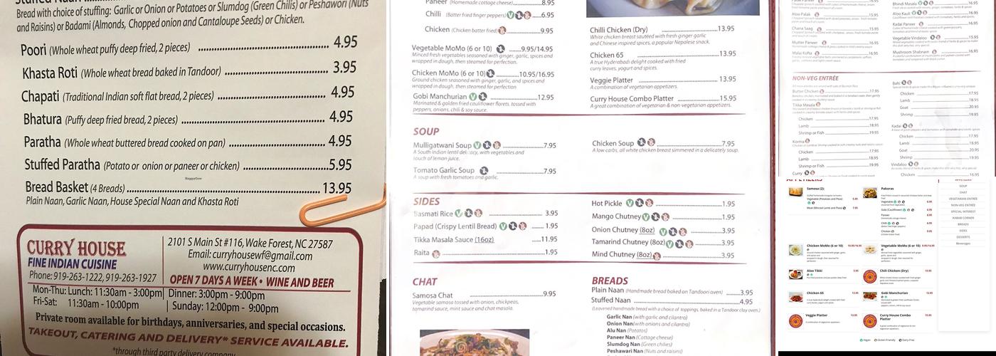 Curry House Menu