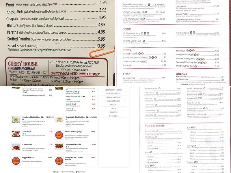 Curry House Menu