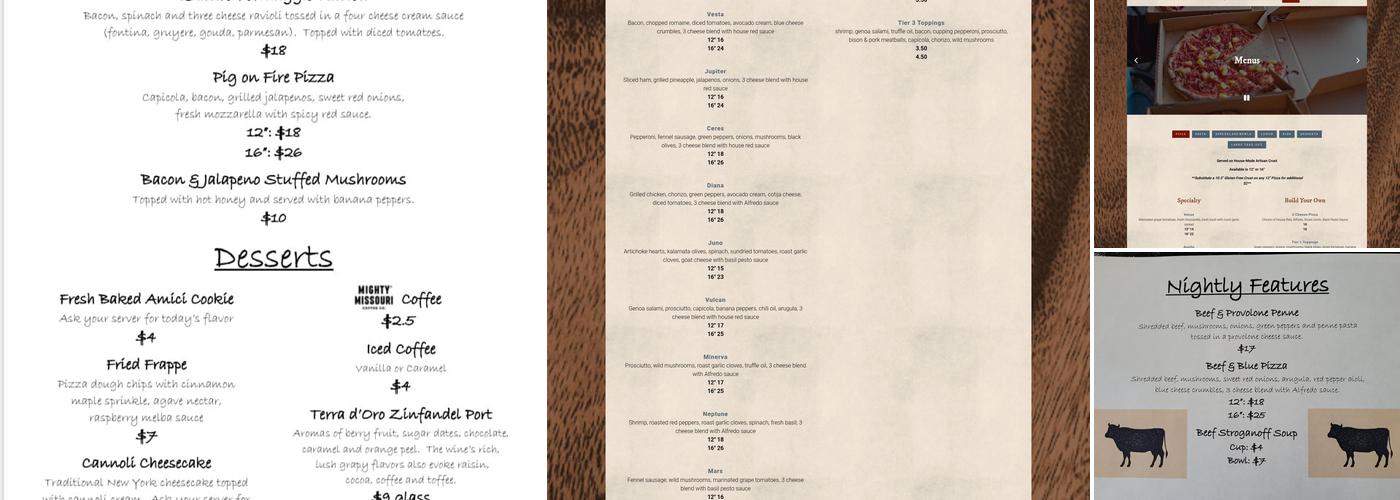 Amici Pizza Company Menu