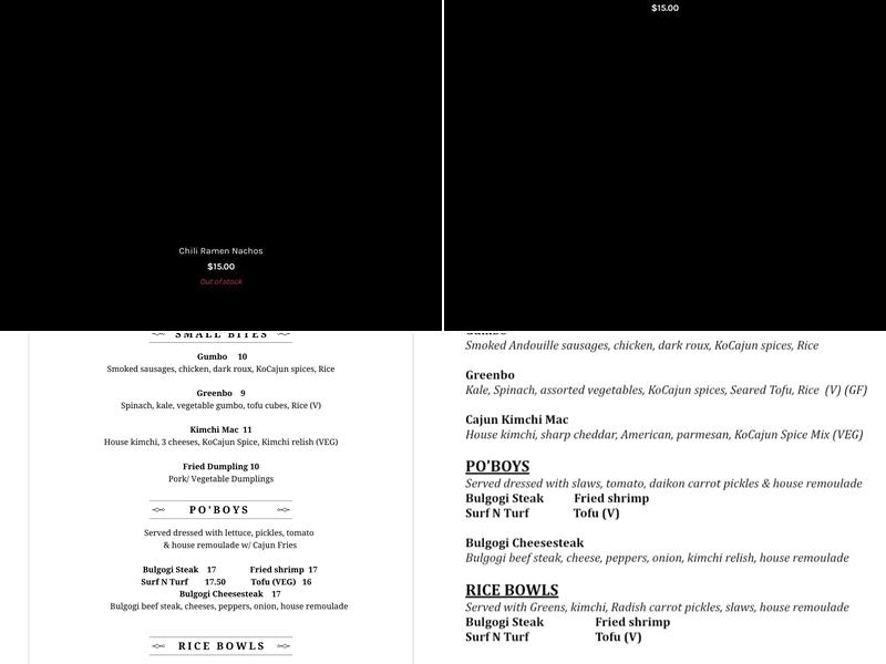 Hanju Kitchen Menu