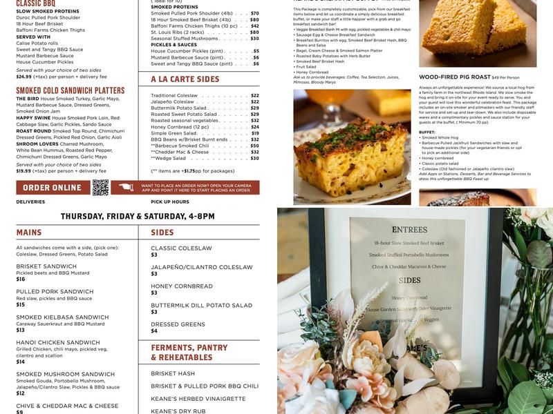 Keane's Wood Fired Catering Menu