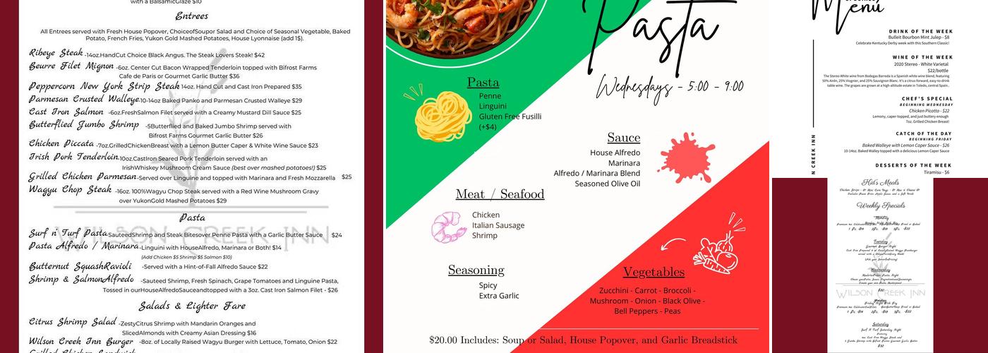 Wilson Creek Inn Menu