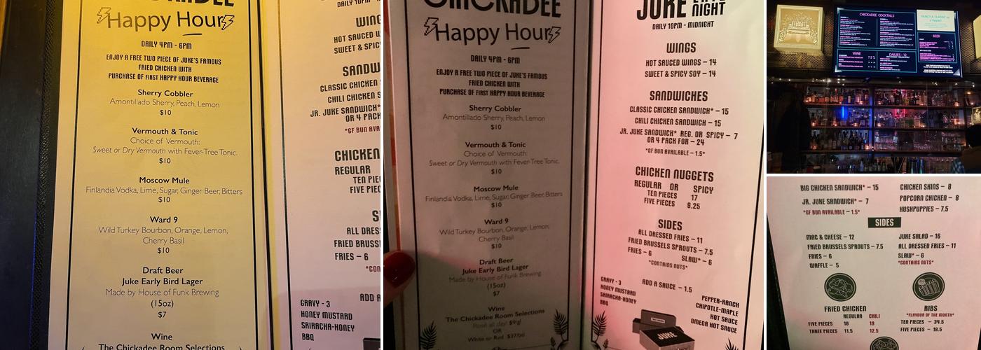 The Chickadee Room Menu