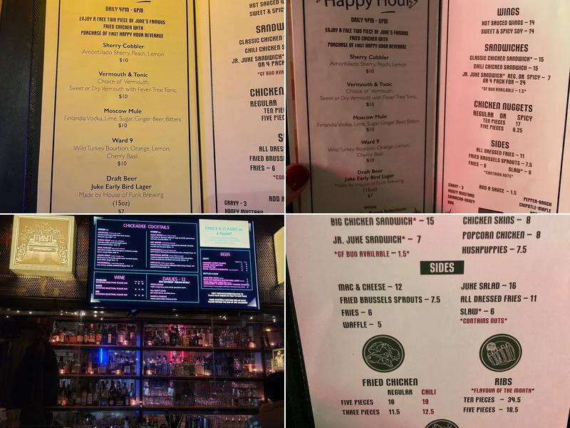 The Chickadee Room Menu